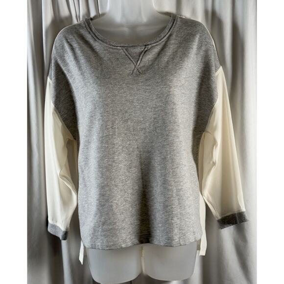 Ann Taylor LOFT Hi-Lo Media Sweatshirt, Gray & Ivory, Sz: S, 73-71 - Picture 13 of 14